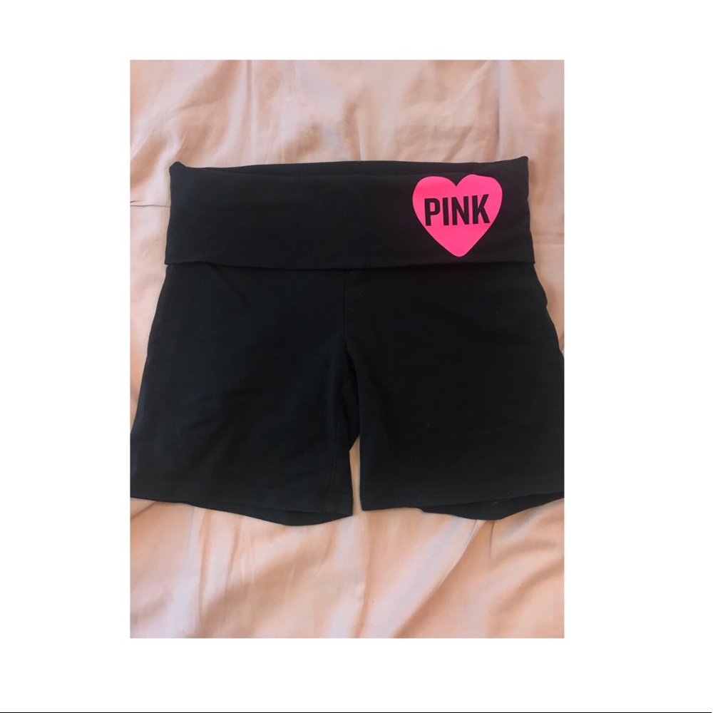 PINK Spandex Shorts with Pink and Silver Logos